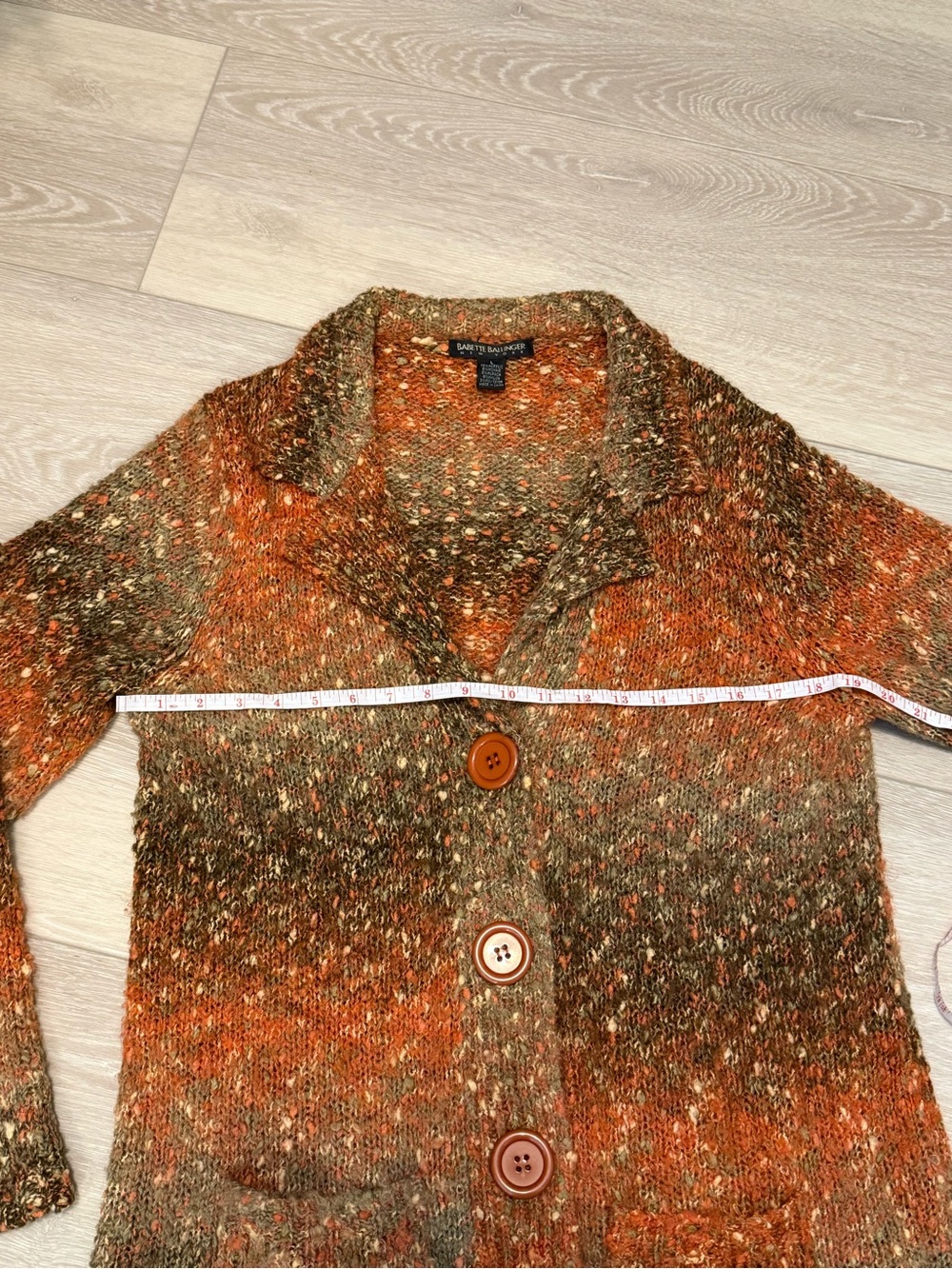 Vintage Babette Bollinger Mohair Alpaca Chunky Ombre Button Cardigan - Picture 6 of 8